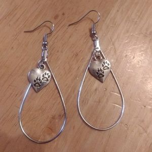 Puppy paw print dangly earrings